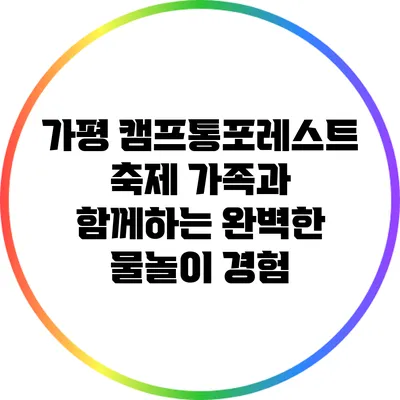 가평 캠프통포레스트 축제: 가족과 함께하는 완벽한 물놀이 경험