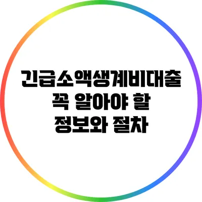 긴급소액생계비대출: 꼭 알아야 할 정보와 절차