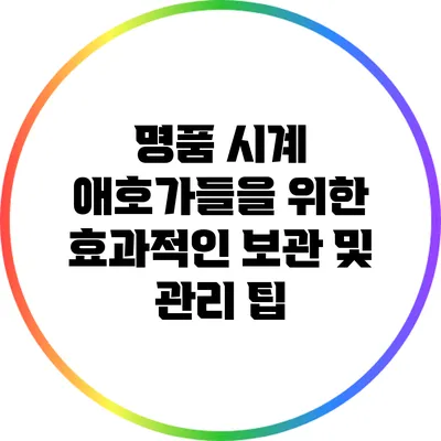 명품 시계 애호가들을 위한 효과적인 보관 및 관리 팁