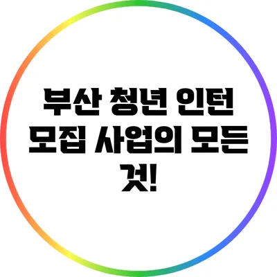 부산 청년 인턴 모집 사업의 모든 것!