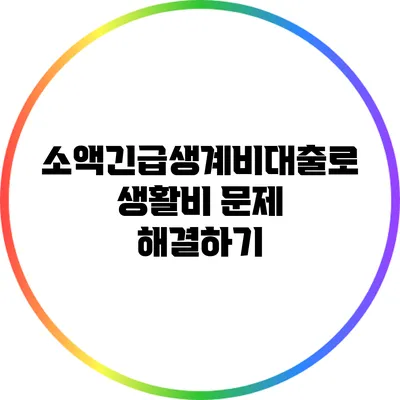 소액긴급생계비대출로 생활비 문제 해결하기