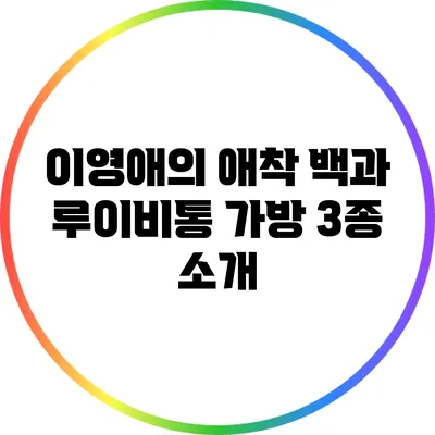 이영애의 애착 백과 루이비통 가방 3종 소개