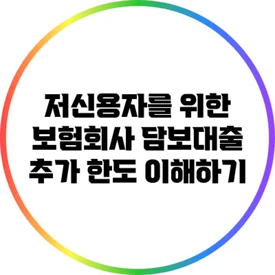 저신용자를 위한 보험회사 담보대출 추가 한도 이해하기