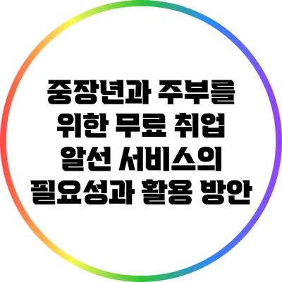 중장년과 주부를 위한 무료 취업 알선 서비스의 필요성과 활용 방안
