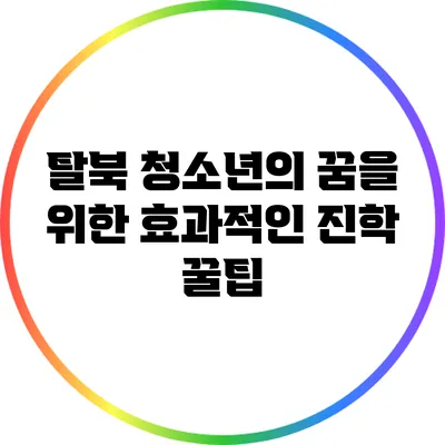 탈북 청소년의 꿈을 위한 효과적인 진학 꿀팁