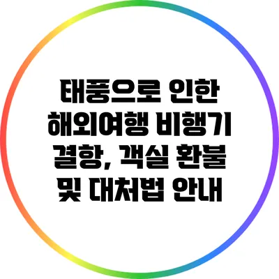 태풍으로 인한 해외여행 비행기 결항, 객실 환불 및 대처법 안내