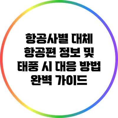 항공사별 대체 항공편 정보 및 태풍 시 대응 방법 완벽 가이드