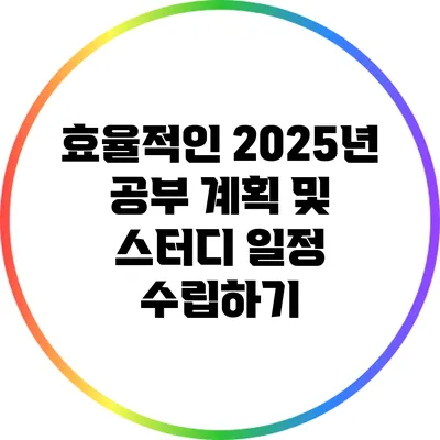 효율적인 2025년 공부 계획 및 스터디 일정 수립하기