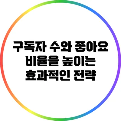 구독자 수와 좋아요 비율을 높이는 효과적인 전략