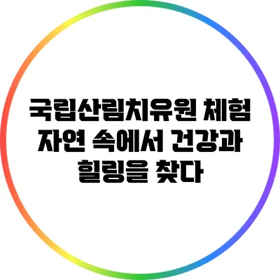 국립산림치유원 체험: 자연 속에서 건강과 힐링을 찾다