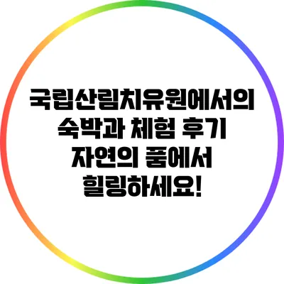 국립산림치유원에서의 숙박과 체험 후기: 자연의 품에서 힐링하세요!