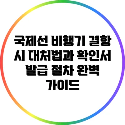 국제선 비행기 결항 시 대처법과 확인서 발급 절차 완벽 가이드