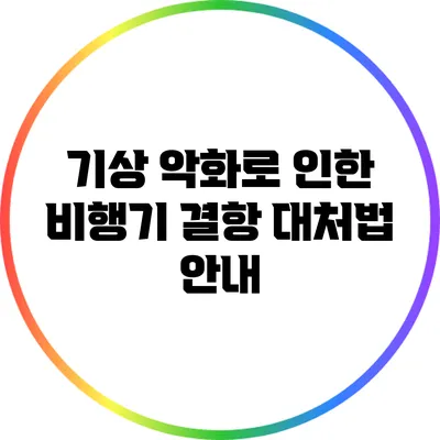 기상 악화로 인한 비행기 결항 대처법 안내