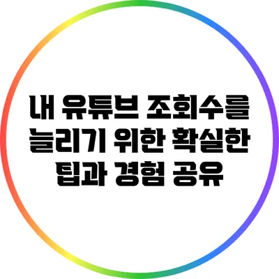 내 유튜브 조회수를 늘리기 위한 확실한 팁과 경험 공유