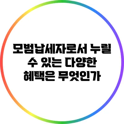 모범납세자로서 누릴 수 있는 다양한 혜택은 무엇인가?