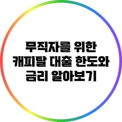 무직자를 위한 캐피탈 대출 한도와 금리 알아보기