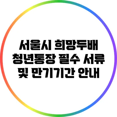 서울시 희망두배 청년통장: 필수 서류 및 만기기간 안내