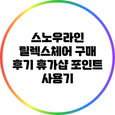 스노우라인 릴렉스체어 구매 후기: 휴가샵 포인트 사용기