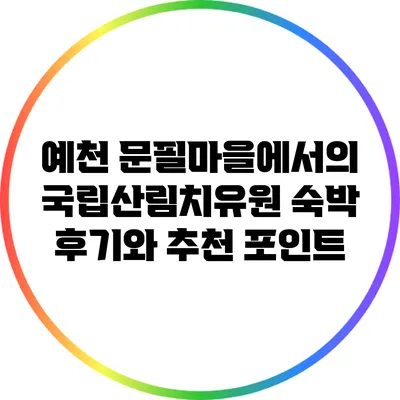 예천 문필마을에서의 국립산림치유원 숙박 후기와 추천 포인트