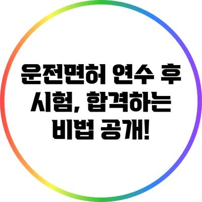 운전면허 연수 후 시험, 합격하는 비법 공개!