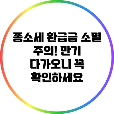 종소세 환급금 소멸 주의! 만기 다가오니 꼭 확인하세요