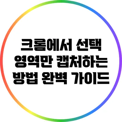 크롬에서 선택 영역만 캡처하는 방법 완벽 가이드