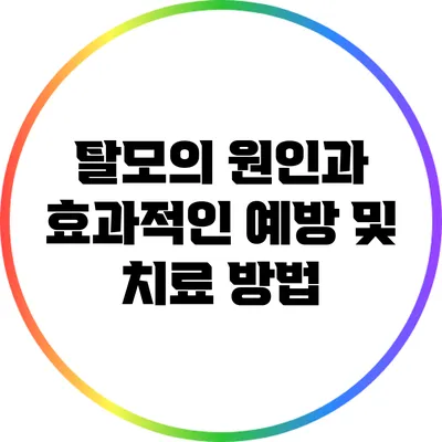 탈모의 원인과 효과적인 예방 및 치료 방법