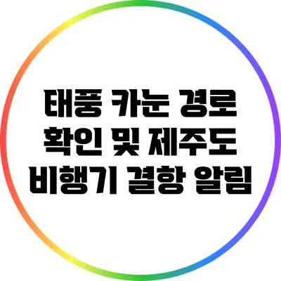태풍 카눈 경로 확인 및 제주도 비행기 결항 알림