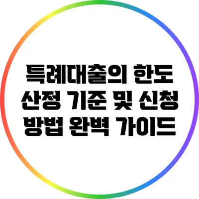 특례대출의 한도 산정 기준 및 신청 방법 완벽 가이드