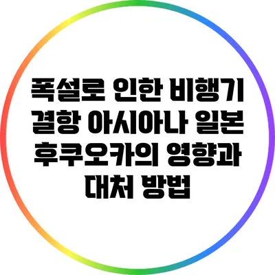 폭설로 인한 비행기 결항: 아시아나 일본 후쿠오카의 영향과 대처 방법