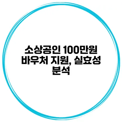 소상공인 100만원 바우처 지원, 실효성 분석