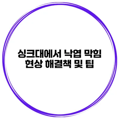 싱크대에서 낙엽 막힘 현상 해결책 및 팁