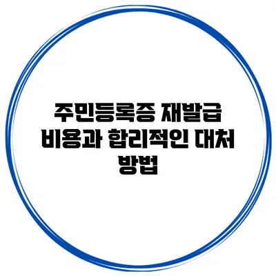 주민등록증 재발급 비용과 합리적인 대처 방법