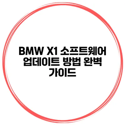 BMW X1 소프트웨어 업데이트 방법 완벽 가이드