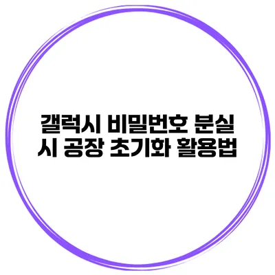 갤럭시 비밀번호 분실 시 공장 초기화 활용법