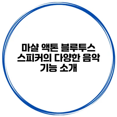 마샬 액톤 블루투스 스피커의 다양한 음악 기능 소개