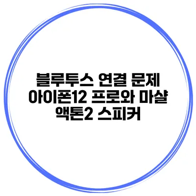 블루투스 연결 문제 아이폰12 프로와 마샬 액톤2 스피커